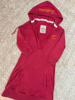 Rare vintage Hollister hoodie dress pink/coral